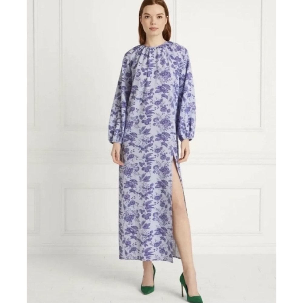 NWT Hill House Womens The SimoneDress Crepe Open Back Lilac Tonal Floral